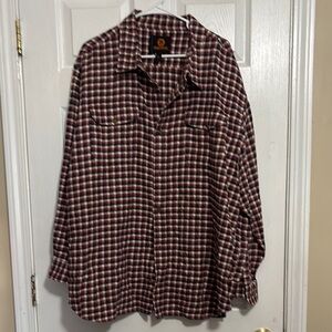 BUILTRITE Flannel Shirt Blue/Red Plaid 100% Combed Cotton Size XX Large EUC